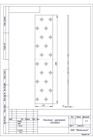 Пластина Крепёжная  40*200 (70 Шт.) Гоц