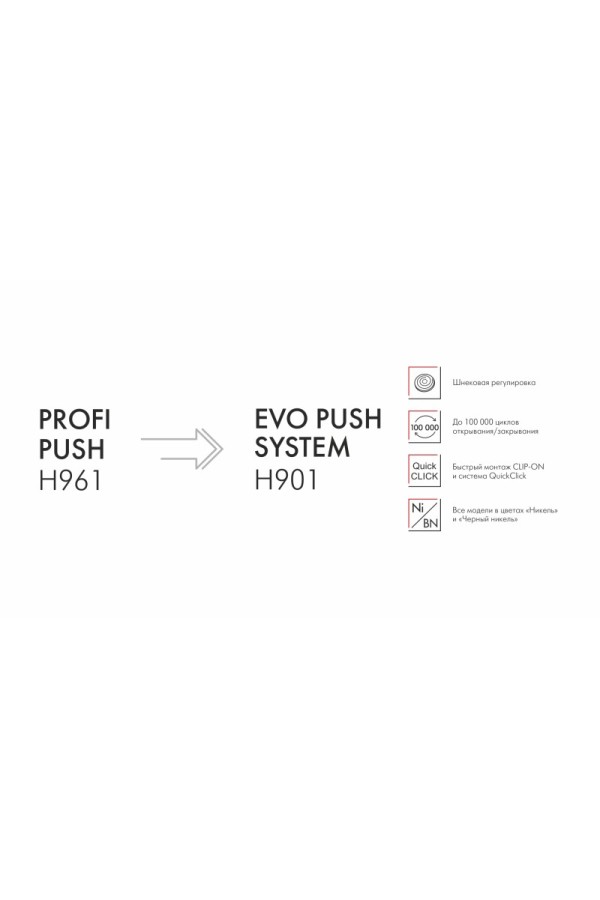 Мебельная петля без пружины и ответной планки PROFI PUSH H961C02