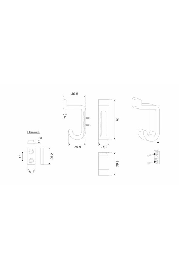 Мебельный крючок DUO K202BL.14
