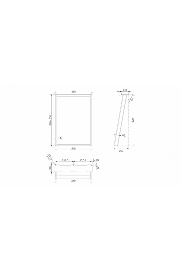 Мебельная опора для столов наклонной формы CLIN N327GR.1/820