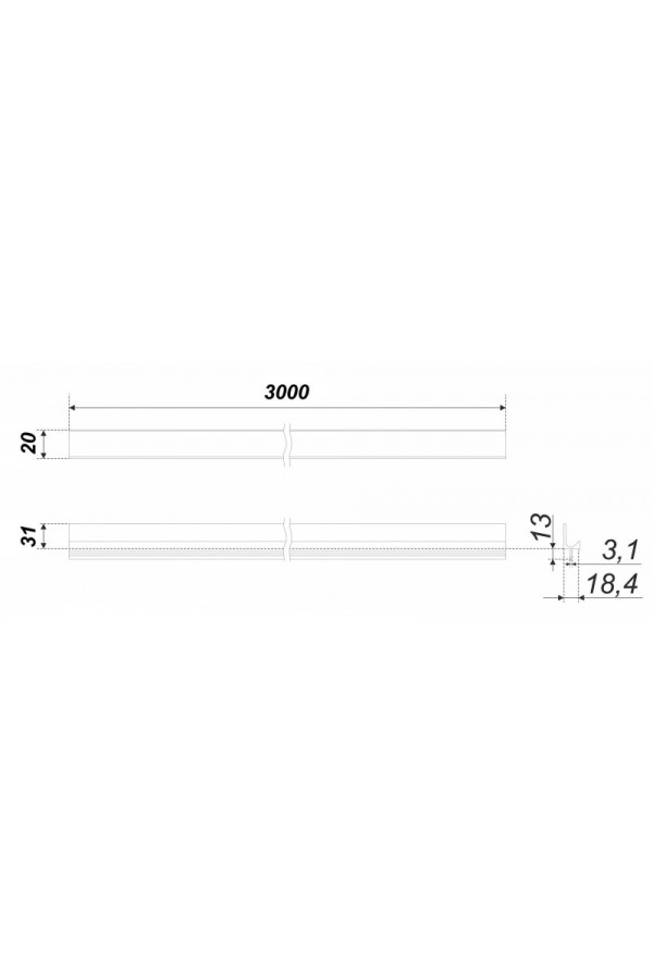 Мебельная ручка L-LINE RP003BL.1/000/3000