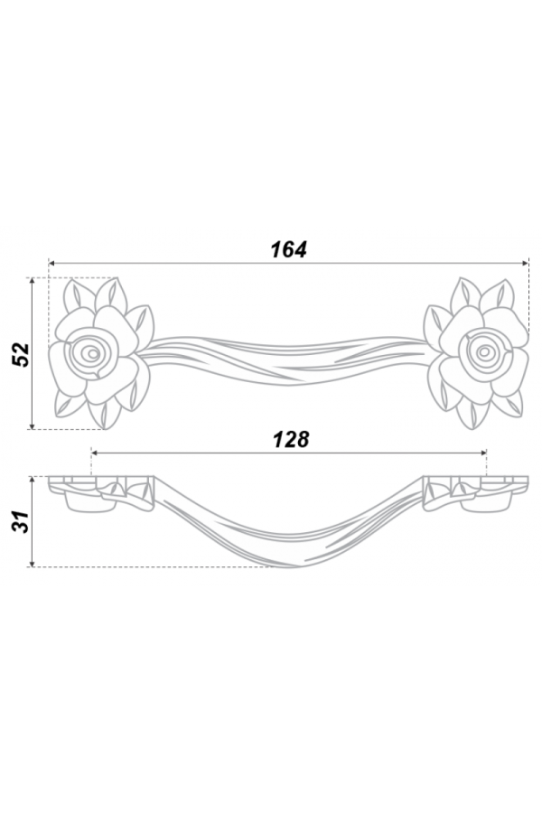 Мебельная ручка LULU ROSE RS087AS/SG.3/128
