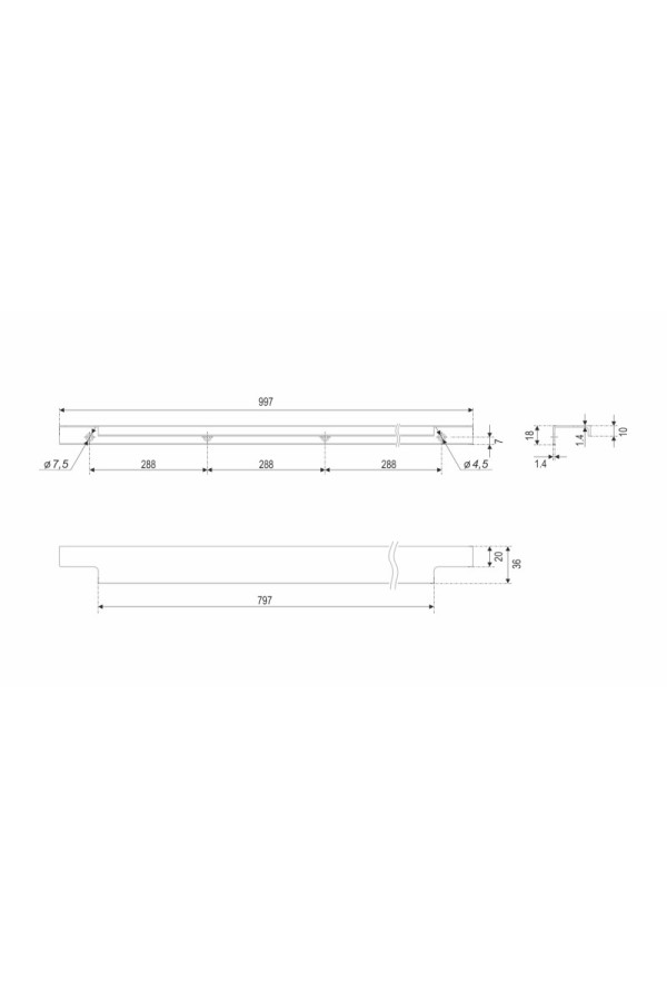 Мебельная ручка RAY RT109GR.1/000/1000