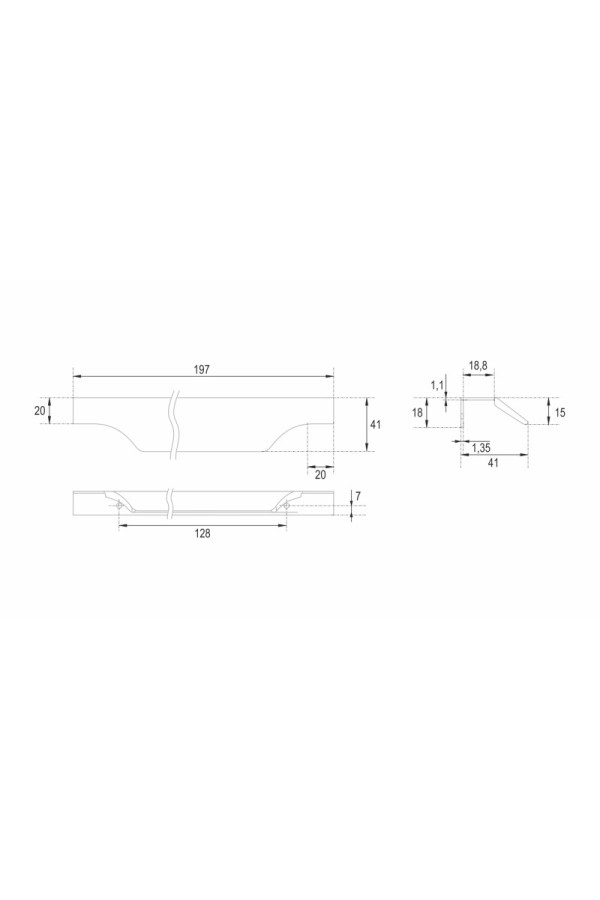 Мебельная ручка WING RT114BL.1/128/200