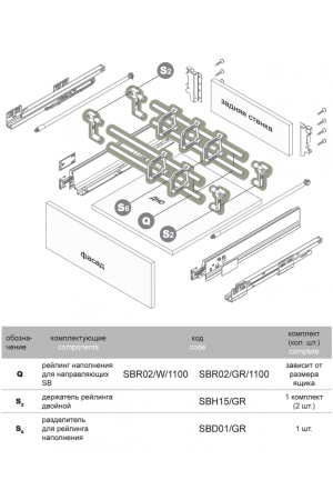 Рейлинг наполнения SBR02/GR/1100