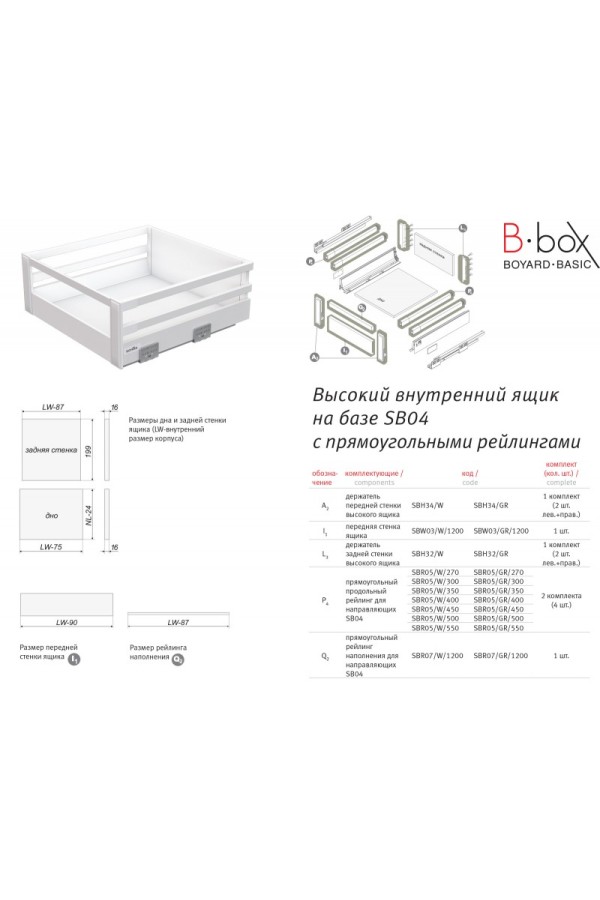 Прямоугольный рейлинг наполнения SBR07/GR/1200