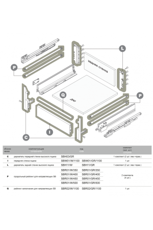 Передняя стенка ящика SWIMBOX SBW01/W/1100