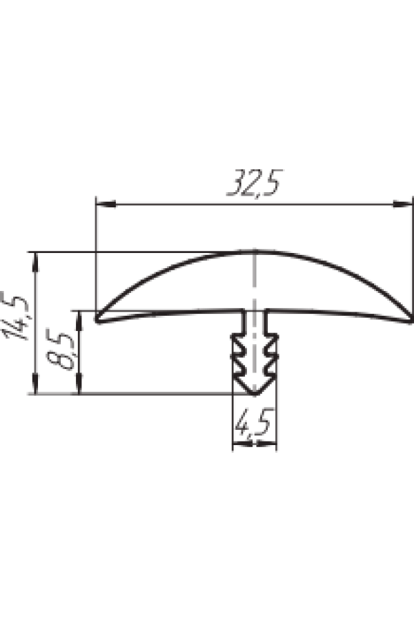 Кант врезной Т-32, 5мм, серебро металлик
