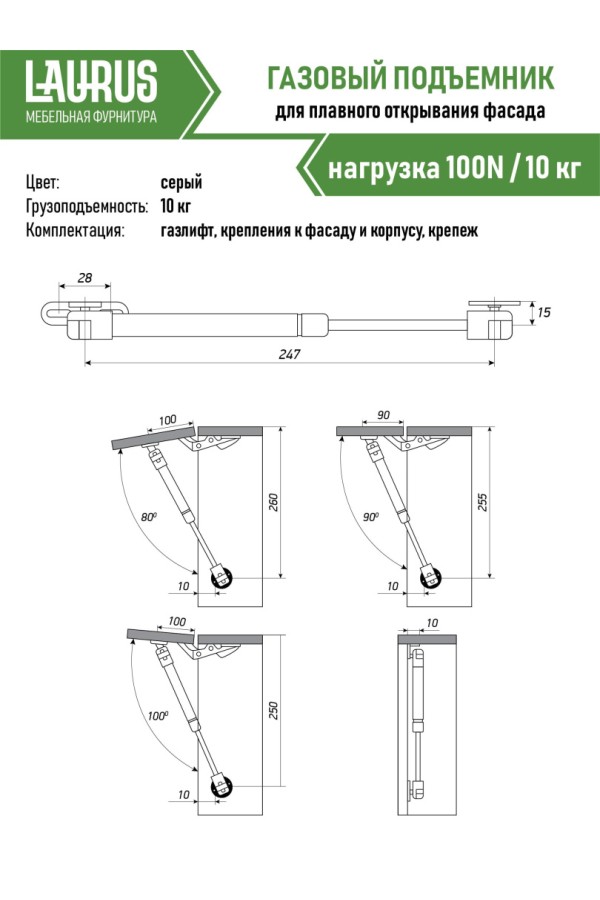Газовыйф лифт нагрузка 100H GSO1