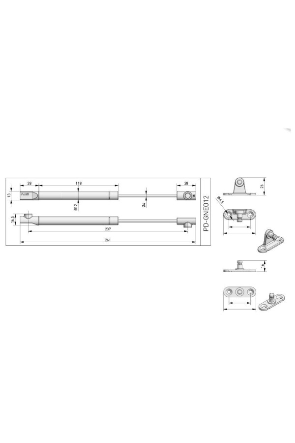 Газовый лифт NEO нагрузка 60Н L-260мм антрацит PD-GNEO12-60-60 GTV