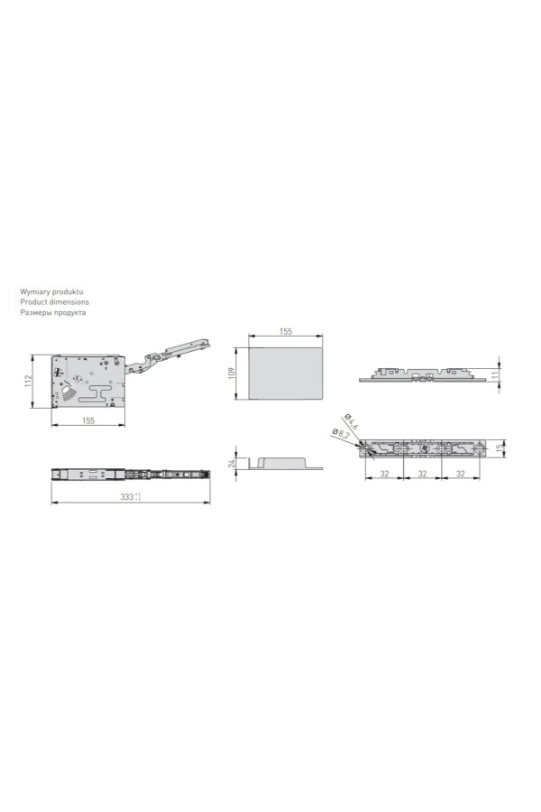 подъемник GTV HORIZON Push To Open, F1100-2250, H300-650мм, вес 2,8-7кг, белый/PD-H-P2O-MEDIUM-10