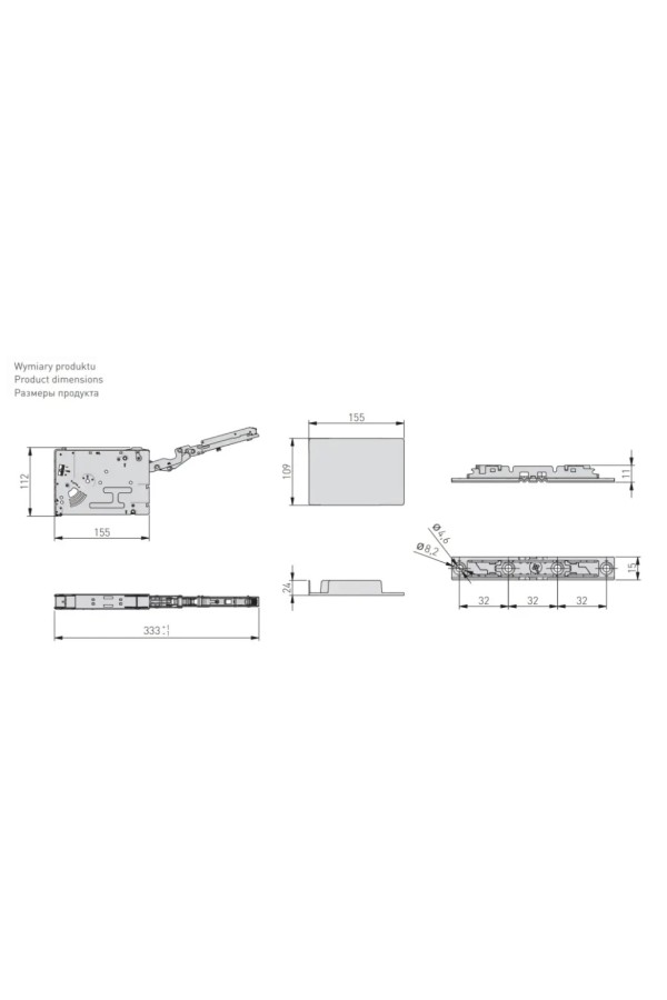 подъемник GTV HORIZON Soft Close, F1100-2250, H300-650мм, вес 2,8-7кг, белый/PD-H-MEDIUM-10