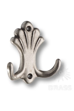 Крючок мебельный двухрожковый старое серебро 15.722.00.16 Brass