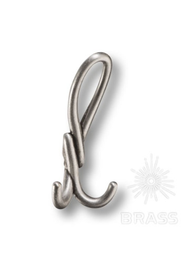 Крючок мебельный двухрожковый серебро Dugum Hook Big-Silver Brass