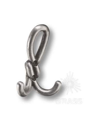 Крючок мебельный двухрожковый серебро Dugum Hook Small-Silver Brass