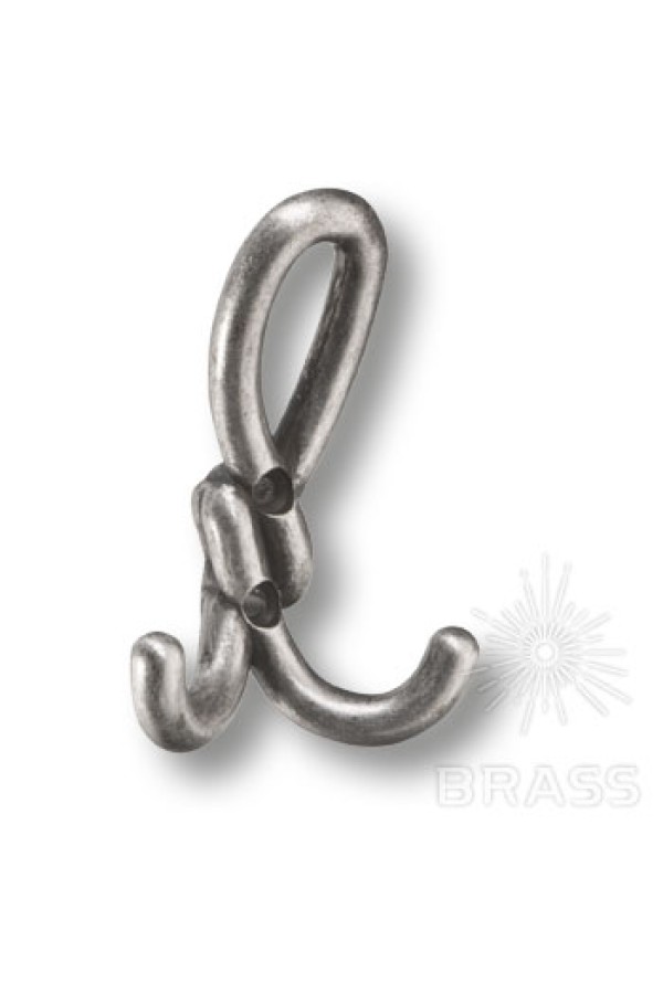 Крючок мебельный двухрожковый серебро Dugum Hook Small-Silver Brass