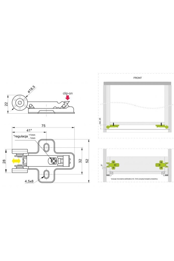 Стабилизатор для направляющих Modern Slide Push to open PB-D-P2OSTAB GTV