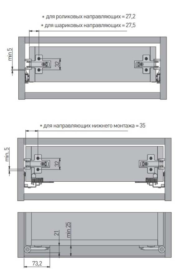 Стабилизатор для направляющих Modern Slide Push to open PB-D-P2OSTAB GTV