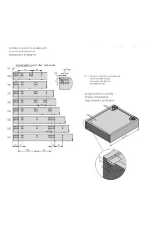 направляющие скрытого монтажа GTV 350мм, PUSH to open, 25кг(10шт)/PB-0FPO18-350