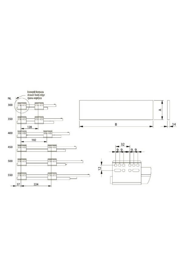 ящик GTV AXIS PRO 167*300мм, доводчик, 40кг, антрацит/PB-AXISPRO-KPL300C