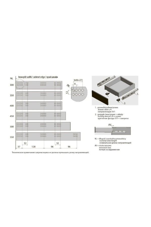 направляющие скрытого монтажа GTV MODERN SLIDE PRO 48*550мм, довод, 30кг(10шт)/PB-3D0SHX18-550-PRO