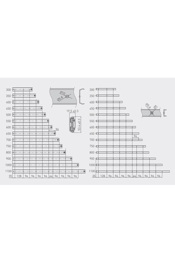 направляющие шариковые GTV 53*700мм, 100кг(5шт)/PK-0-H53-700