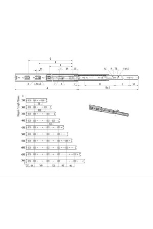 направляющие шариковые GTV 45*350мм, 30кг(15шт)/PK-0H45350HK