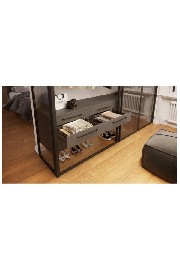 ящик GTV AXIS PRO GLASS 84*350мм, доводчик, 40кг, антрацит/PB-AXISPRO-GLASS-KPL350A