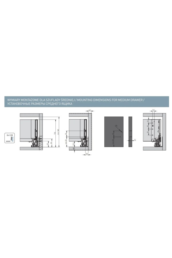 ящик GTV AXIS PRO GLASS 116*550мм, доводчик, 40кг, белый/PB-AXISPRO-GLASS-KPL550B1