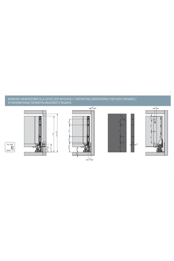 ящик GTV AXIS PRO GLASS 167*550мм, доводчик, 40кг, антрацит/PB-AXISPRO-GLASS-KPL550C