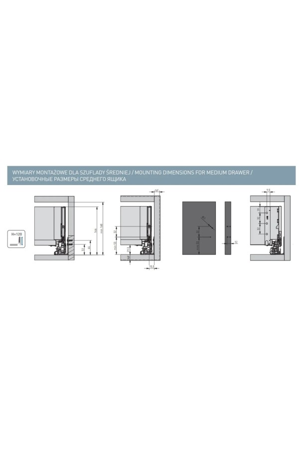 ящик GTV AXIS PRO GLASS 116*500мм, доводчик, 40кг, антрацит/PB-AXISPRO-GLASS-KPL500B