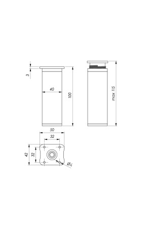Опора 40*40 мм h=100 №8 черный/(168)