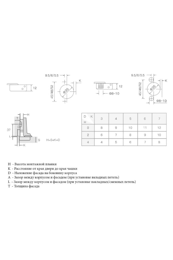 Firmax Smartline петля полунакладная 105гр, без пружины, clip-on/FRM0151.P