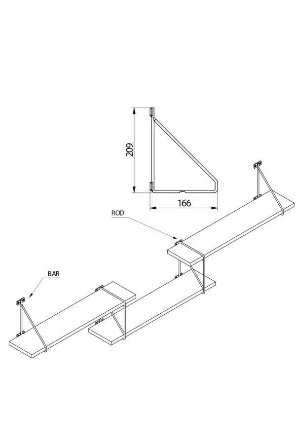 Полкодержатель BAR 210*170мм черный матовый PP-BAR-20M GTV