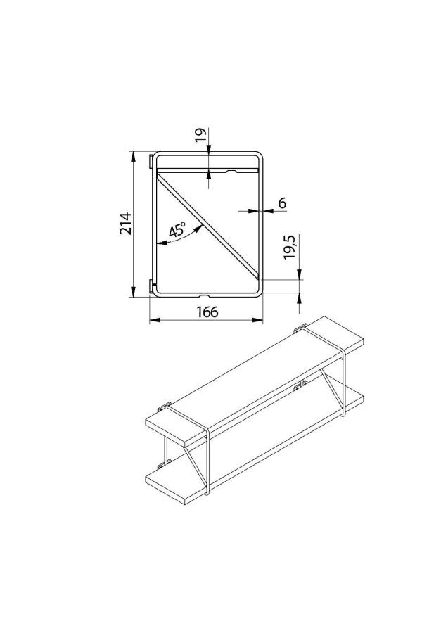 Полкодержатель ROD 210*170мм черный матовый PP-ROD-20M GTV