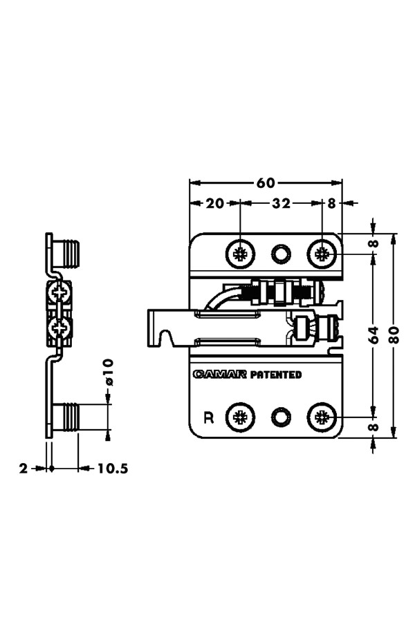 Навес для тяжелых ящиков CAMAR 807 RV врезной 120кг левый