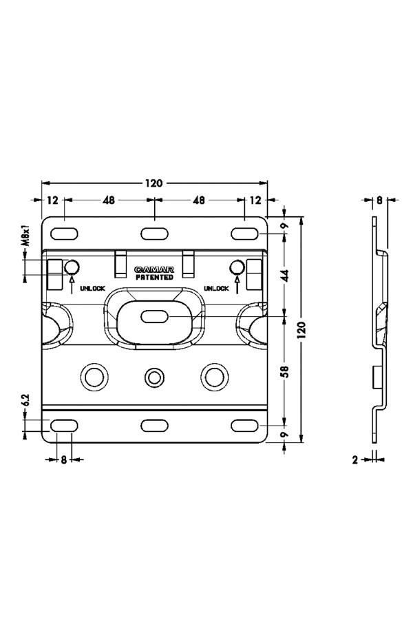 Планка крепежная для врезного навеса CAMAR 807 RV