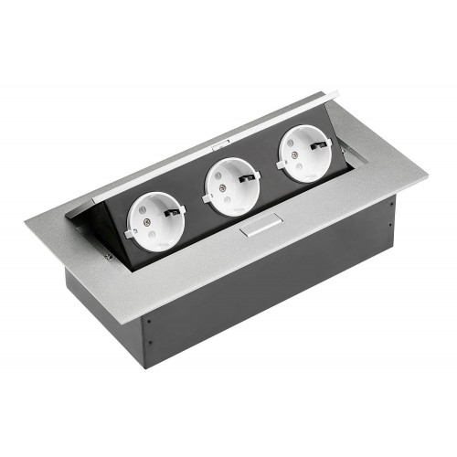 GTV удлинитель встраиваемый, 3 розетки, алюминий/AE-PB03GS-53