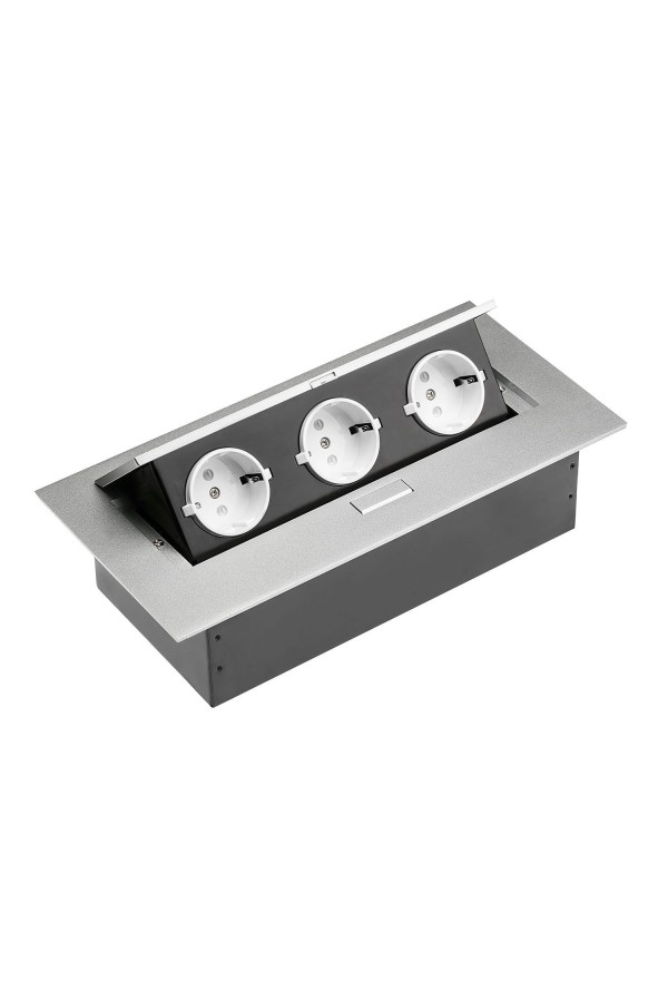 GTV удлинитель встраиваемый, 3 розетки, алюминий/AE-PB03GS-53