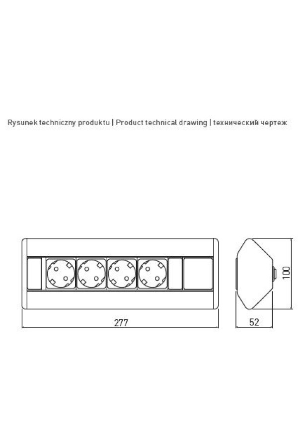 Удлинитель угловой 4 розетки серебристый AE-PBKT4S-80 GTV