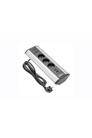 Удлинитель угловой 3 розетки с USB алюминий AE-PBKT3S2U-80 GTV