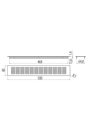Решетка вентиляционная алюминиевая 500*80мм инокс KK-D50100-06 GTV