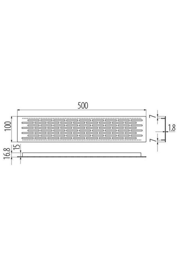 Решетка вентиляционная алюминиевая 500*100мм инокс KK-D50100-06 GTV
