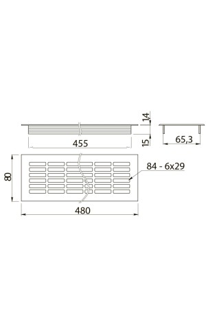 Решетка вентиляционная алюминиевая 480*80мм черный KK-W80800-D2 GTV
