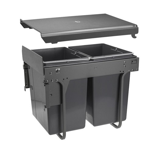 Комплект ведер для отходов PRACTI ECO на 2*20л, пластик антрацит PB-45-MF002X20-60A GTV
