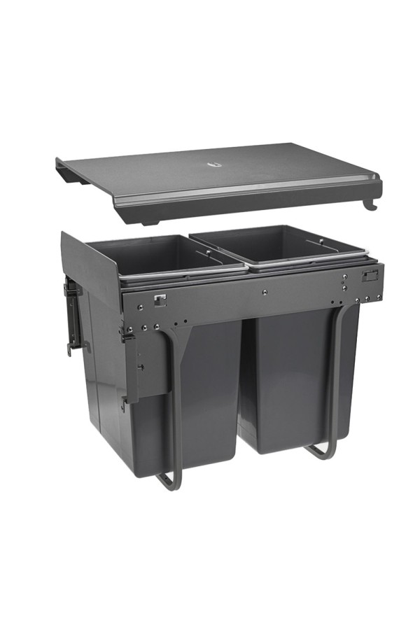 Комплект ведер для отходов PRACTI ECO на 2*20л, пластик антрацит PB-45-MF002X20-60A GTV