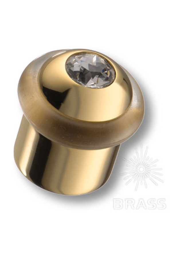 Cтопор двери глянцевое золото с кристаллом 15-4-003 Brass