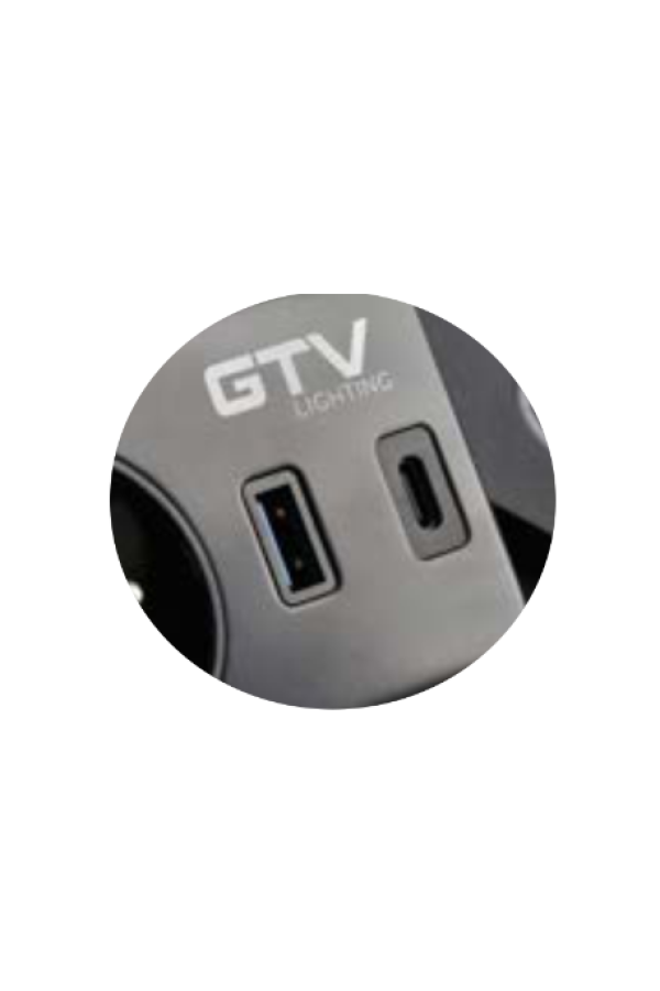 удлинитель GTV врезной  AVARO PLUS, 1 розетка, 2*USB, кабель 1,5м, белый, индукц. зар/AE-PB1SAVAP-10