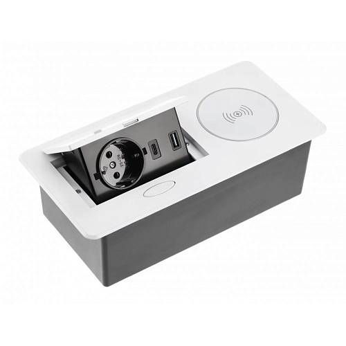 удлинитель GTV врезной  AVARO PLUS, 1 розетка, 2*USB, кабель 1,5м, белый, индукц. зар/AE-PB1SAVAP-10