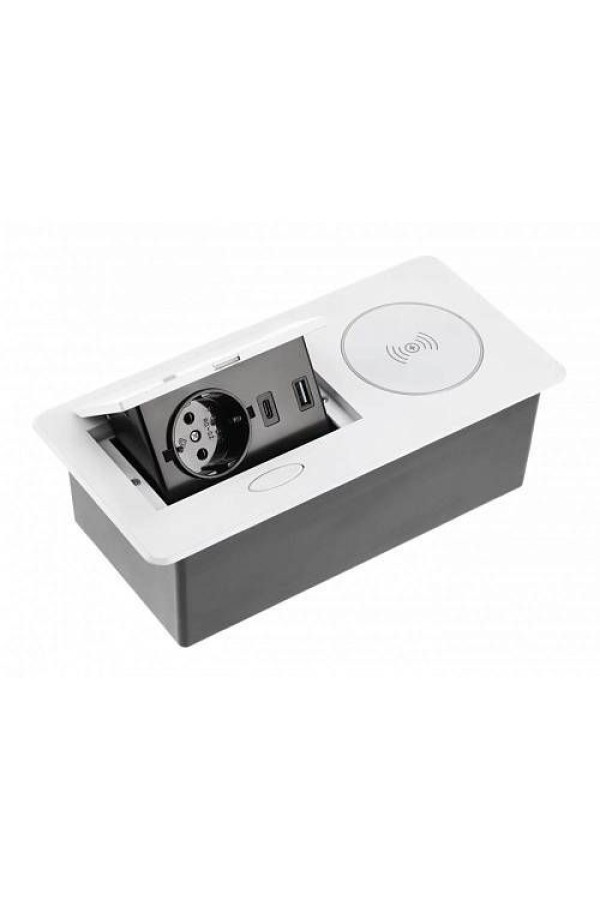 удлинитель GTV врезной  AVARO PLUS, 1 розетка, 2*USB, кабель 1,5м, белый, индукц. зар/AE-PB1SAVAP-10